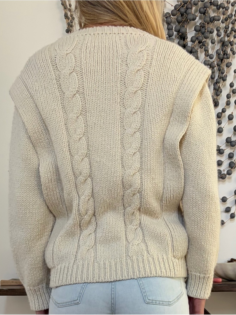Apiece Apart Cream Cable-Knit Button Wool / Alpaca Cardigan XS - Picture 5 of 10